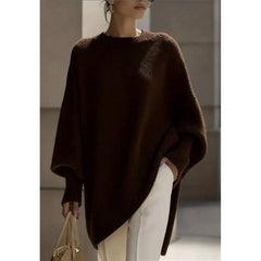 Nina – luźny sweter oversize, brązowy