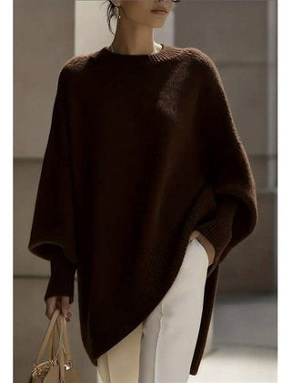 Nina – luźny sweter oversize, brązowy