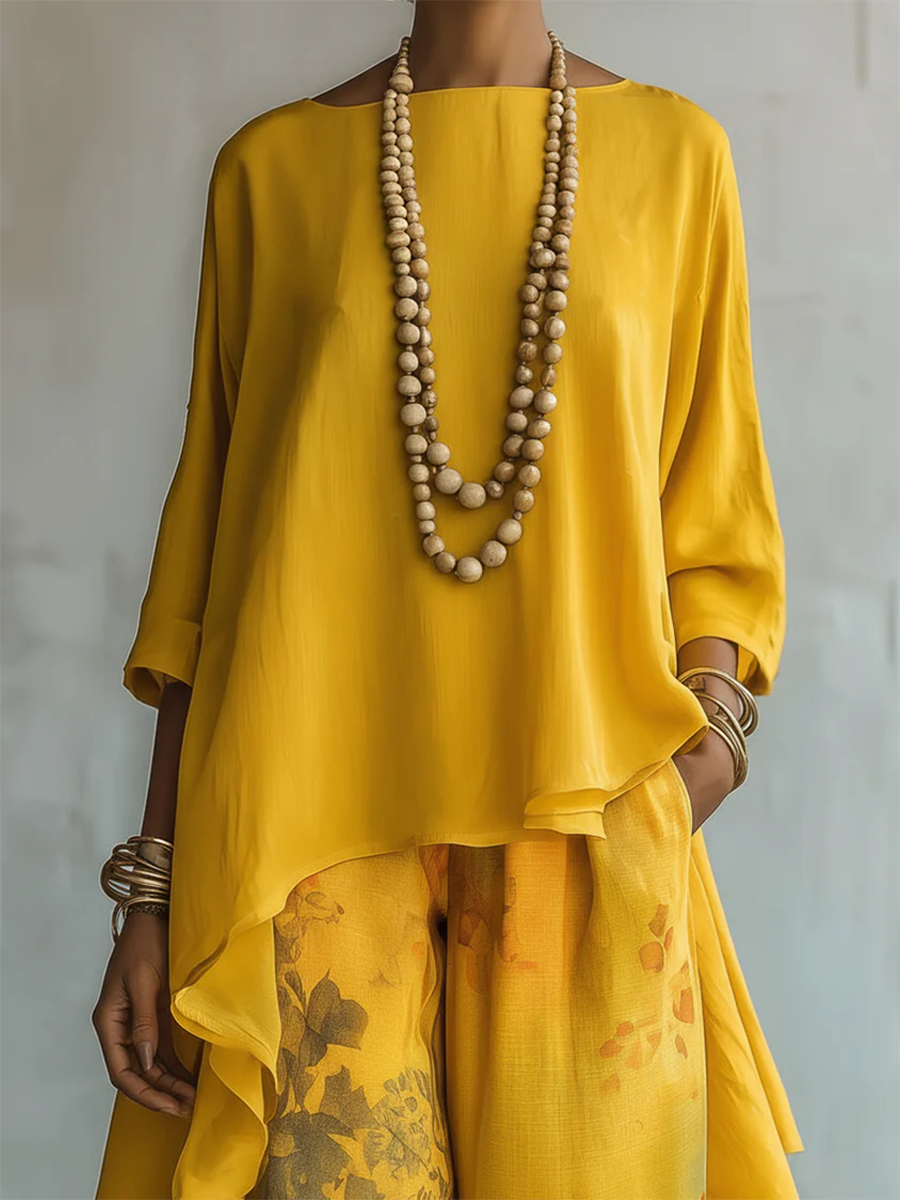 Claire | Airy Two-Piece Set with Floral Pants