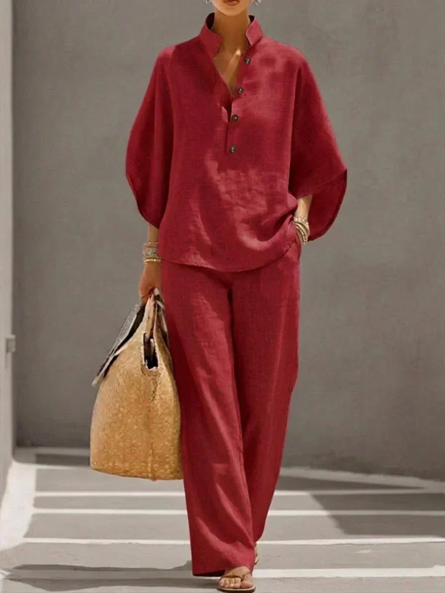 Emily | Linen Batwing Set