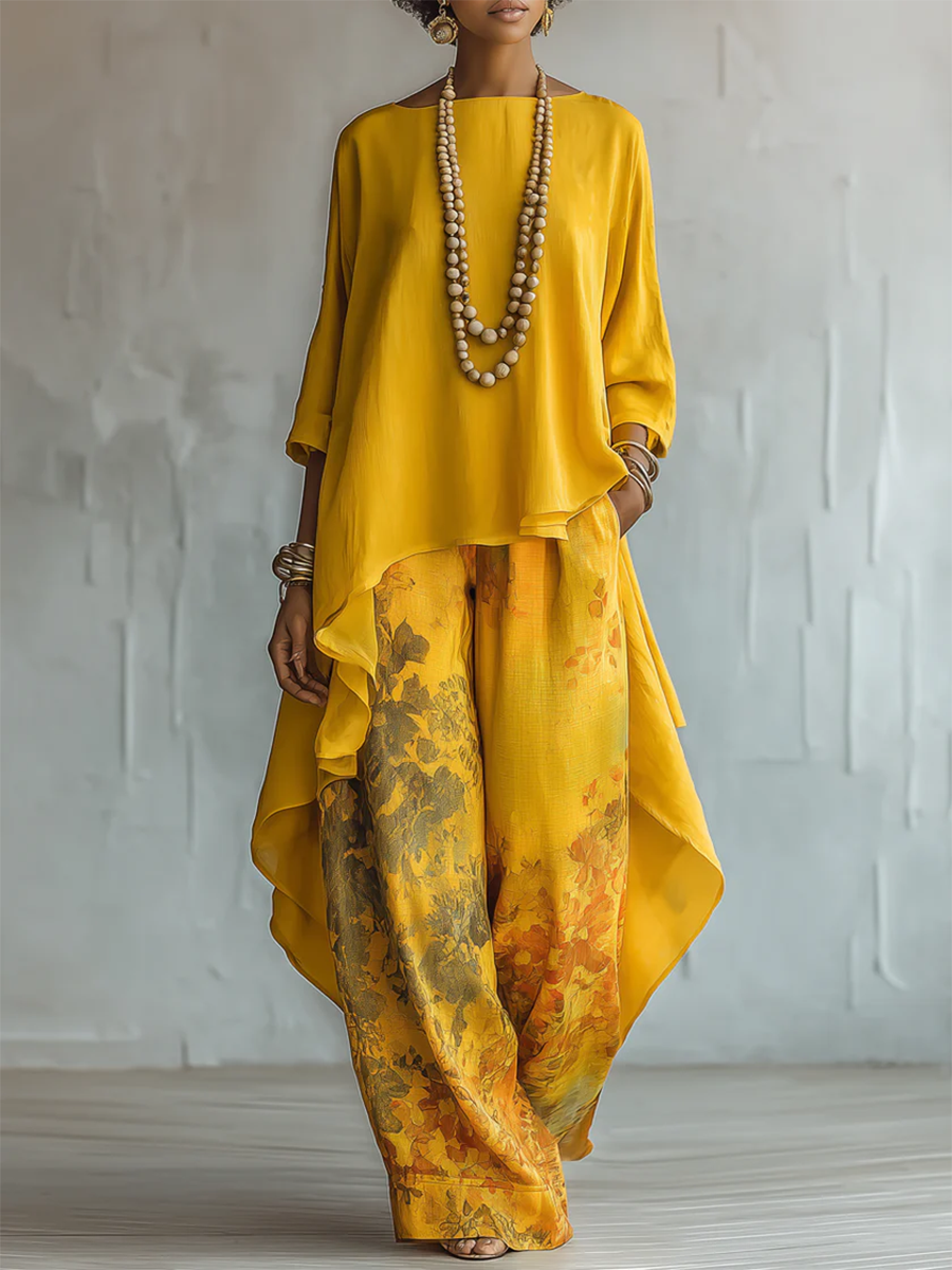 Claire | Airy Two-Piece Set with Floral Pants