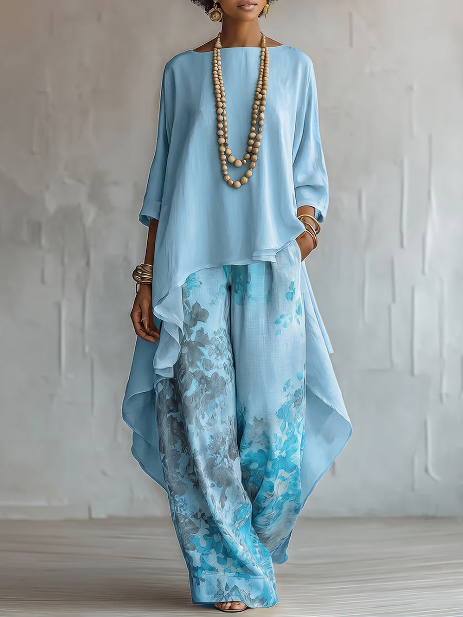 Claire | Airy Two-Piece Set with Floral Pants