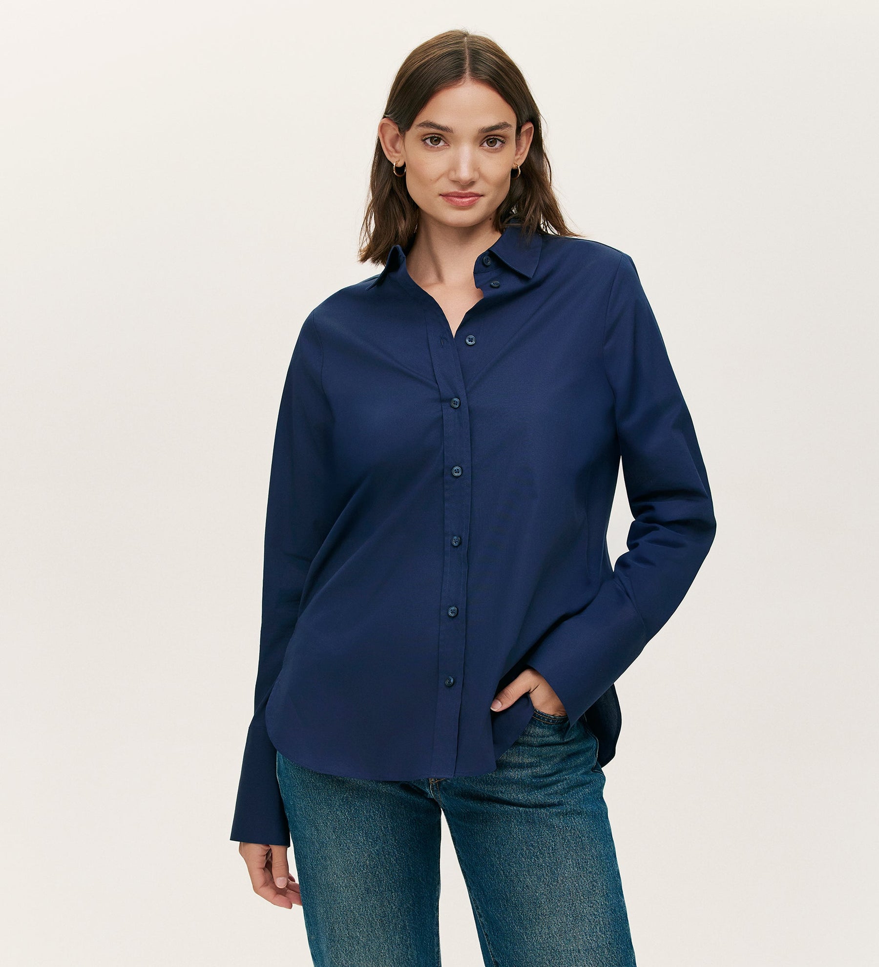 Ivy - Navy Cotton Shirt